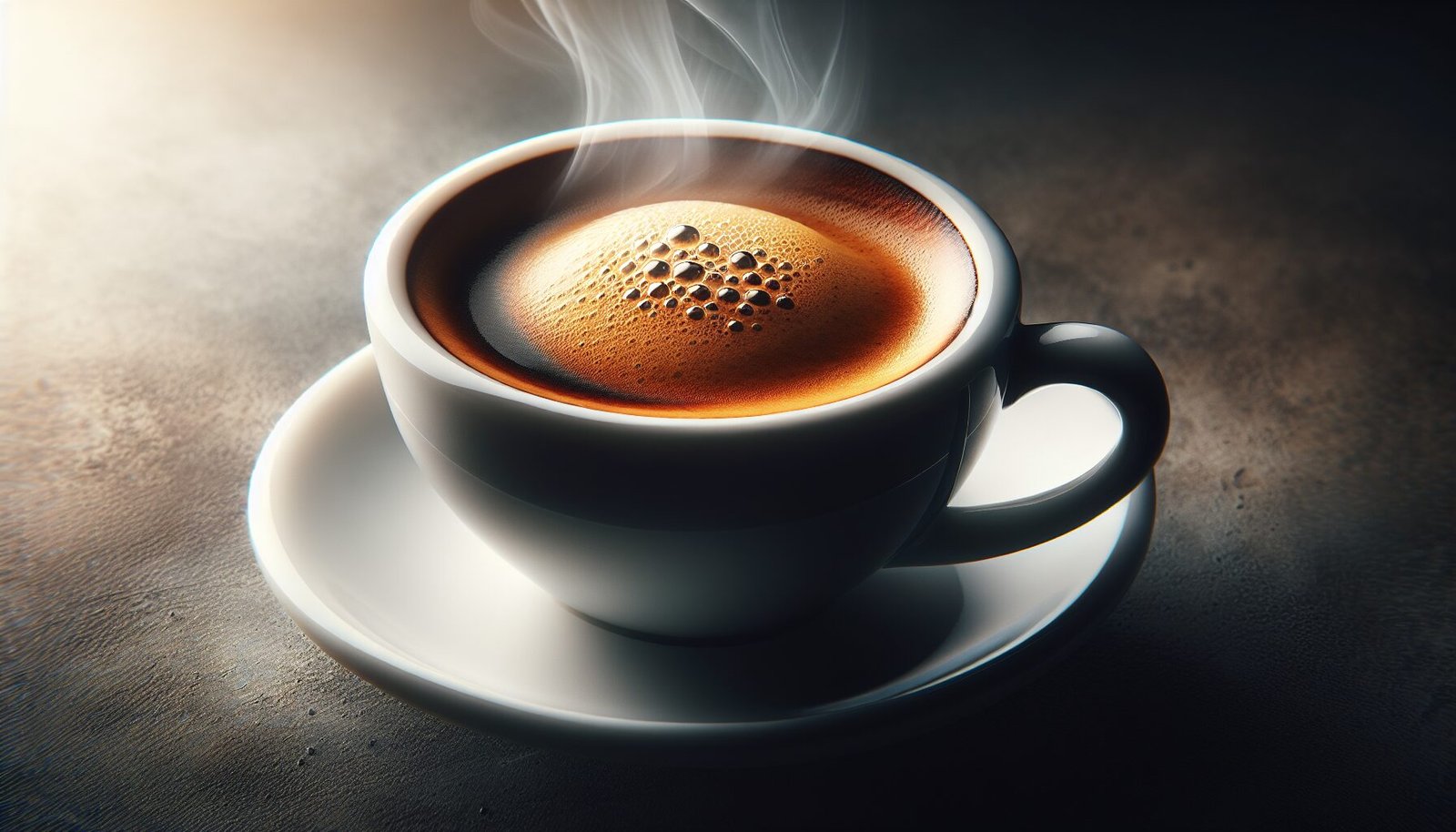 A cup of coffee with steam coming out of it.