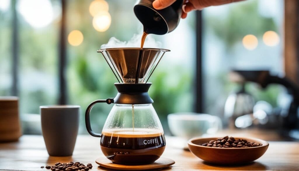 Pour over coffee brewing