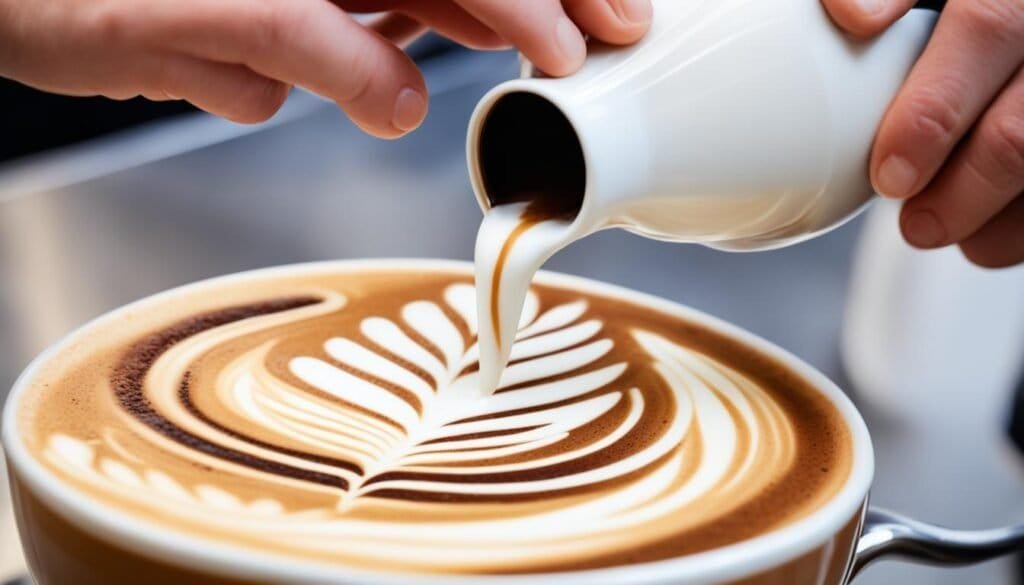 barista pouring latte art