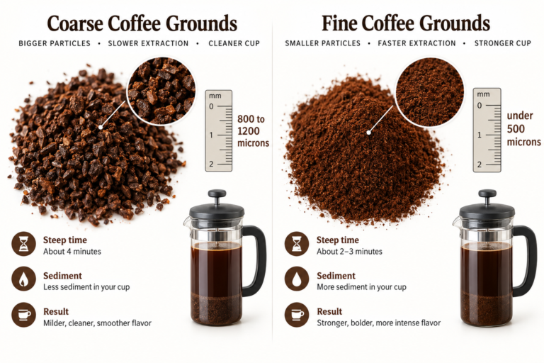 Grind Size, Ratio, and Steep Time: Coarse vs Fine Grounds in a French Press