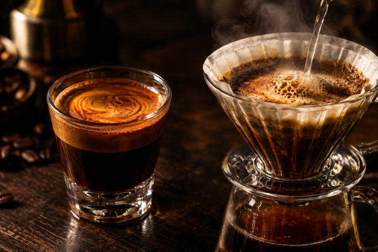 How much caffeine is in a shot of espresso vs a cup of drip coffee