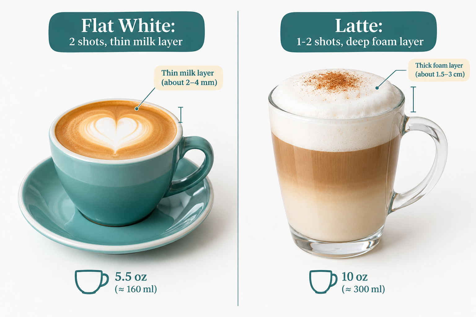 Flat white vs latte: what's the difference