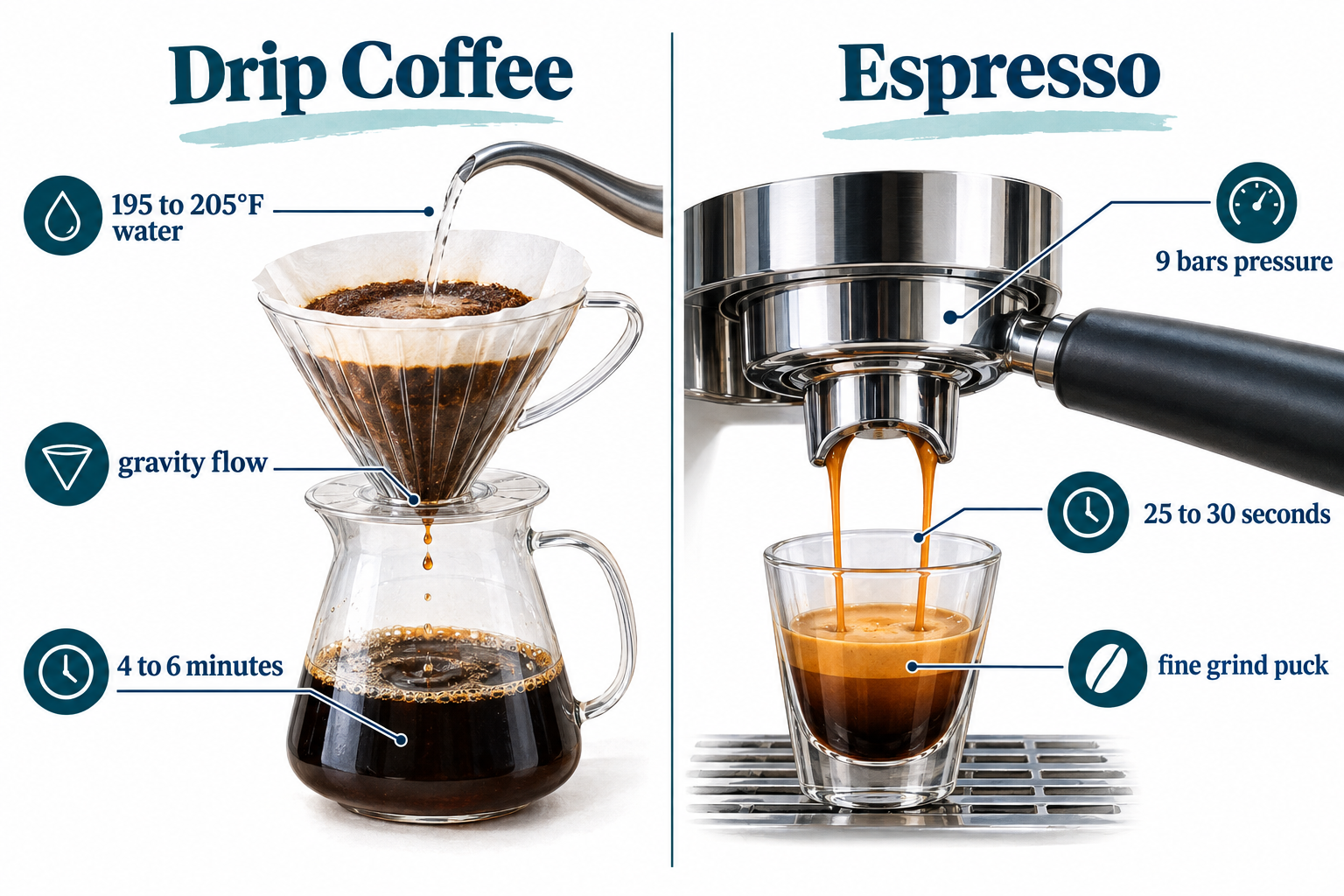 Drip coffee vs espresso: what's the real difference
