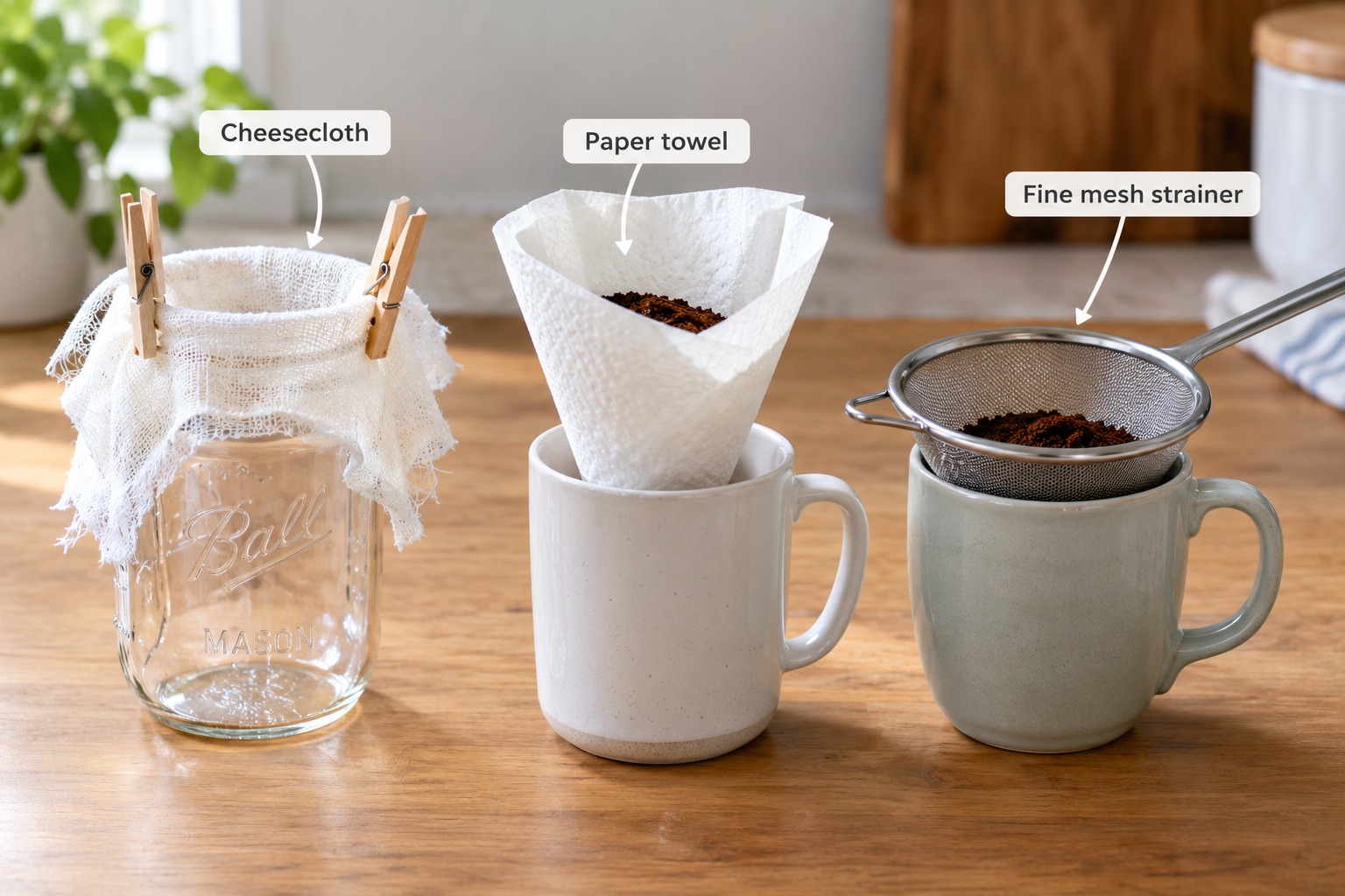 What household items can I use to make coffee without a coffee maker