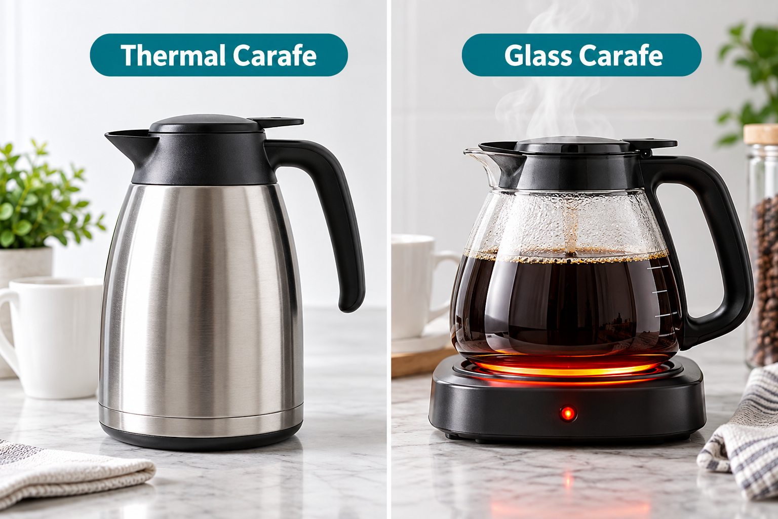 Drip Coffee Maker With Thermal Carafe vs Glass Carafe